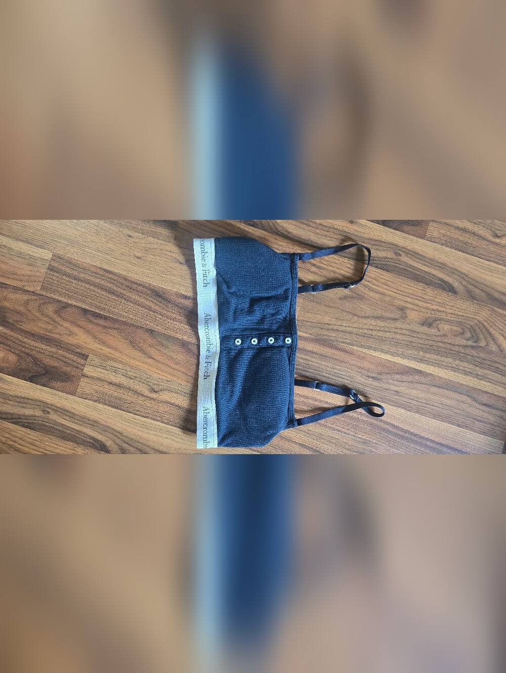 Abercrombie & Fitch Navy Ribbed Button Bralette